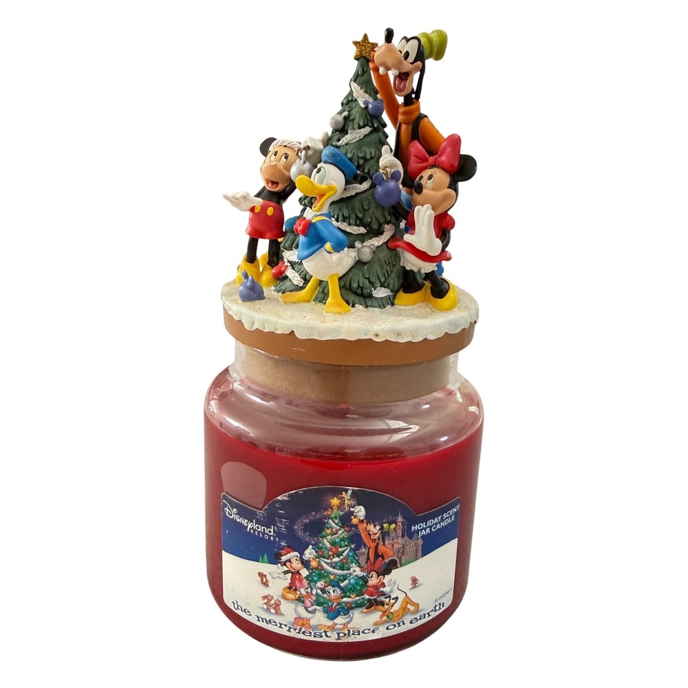 Vintage Disneyland Resort Holiday Candle Jar Disney Mickey Goofy‎ Damaged